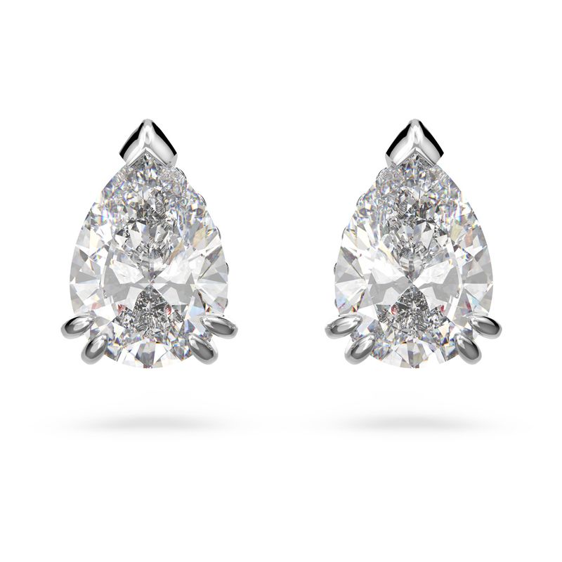 Pendientes-de-boton-Millenia-Talla-pera-Blancos-Baño-de-rodio