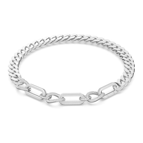 Collar Dextera, Pavé, declaración, Mezcla de eslabones, Blanco, Baño de rodio
