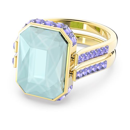 Anillo Orbita, Talla octogonal, Multicolor, Baño tono oro