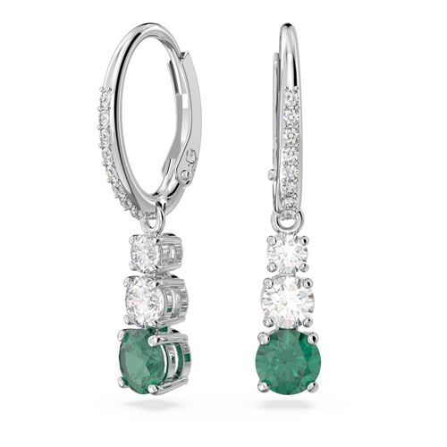 Pendientes Attract Trilogy, Talla redonda, Verdes, Baño de rodio
