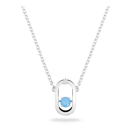 Collar Swarovski Sparkling Dance Oval, Azul, Baño de rodio