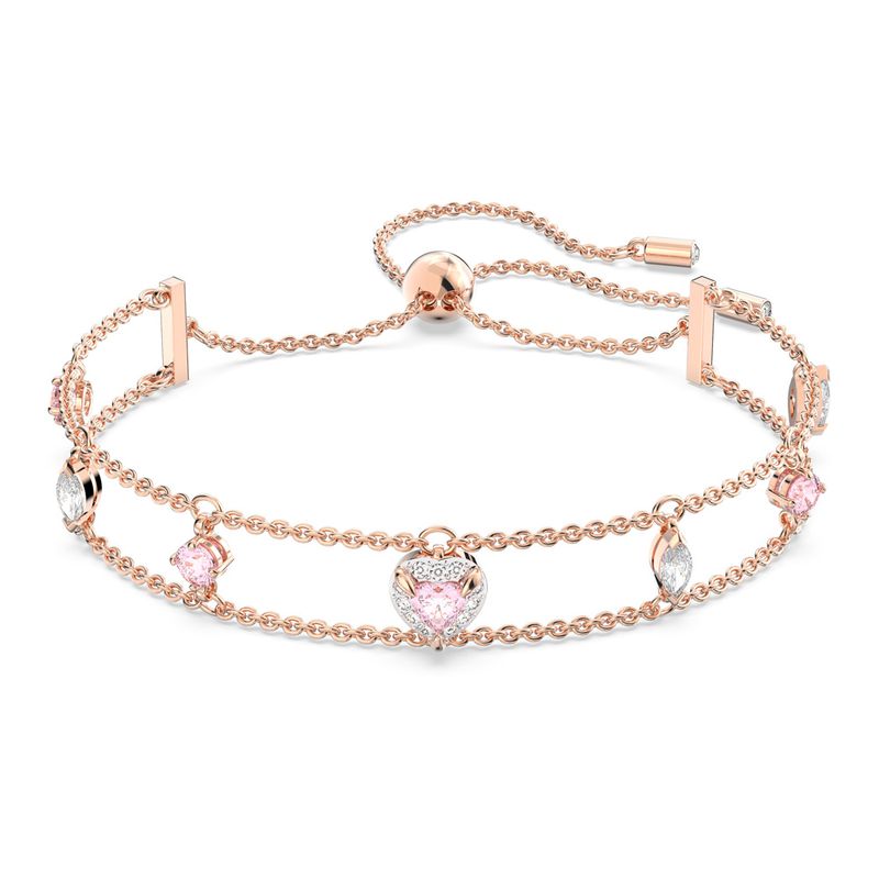 Pulsera-One-Tallas-mixtas-Corazon-Rosa-Baño-tono-oro-rosa