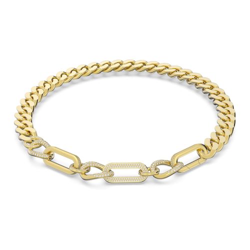 Collar Dextera, Pavé, declaración, Mezcla de eslabones, Blanco, Baño tono oro