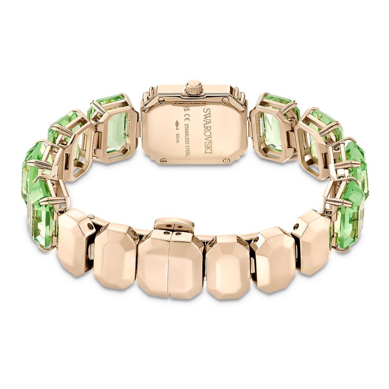 Reloj--Pulsera-de-talla-octogonal--Verde-Acabado-tono-oro-champan