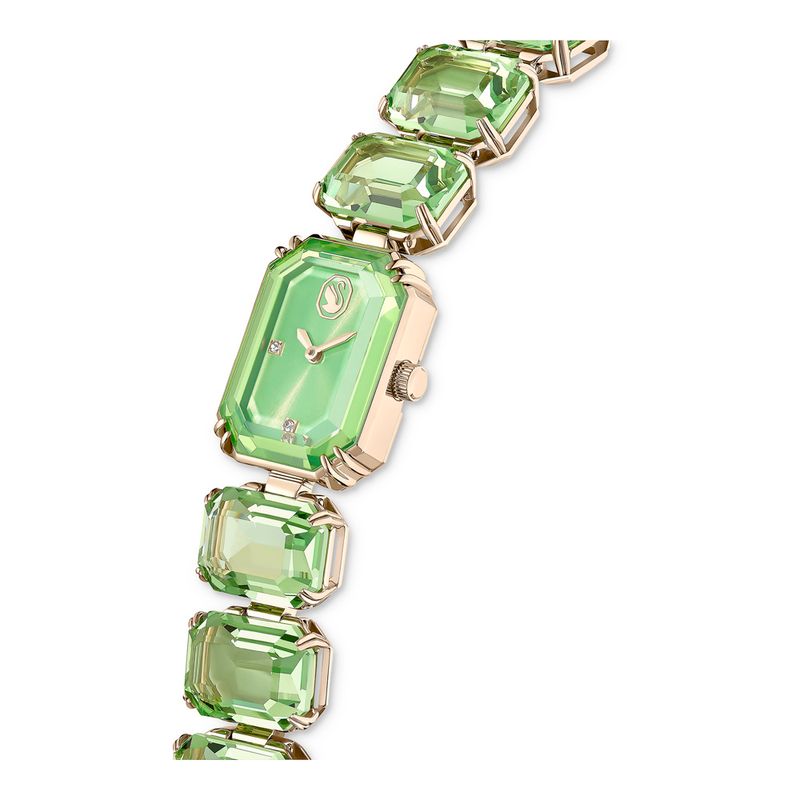 Reloj--Pulsera-de-talla-octogonal--Verde-Acabado-tono-oro-champan
