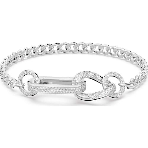 Pulsera Dextera, Pavé, Mezcla de eslabones, Blanca, Baño de rodio