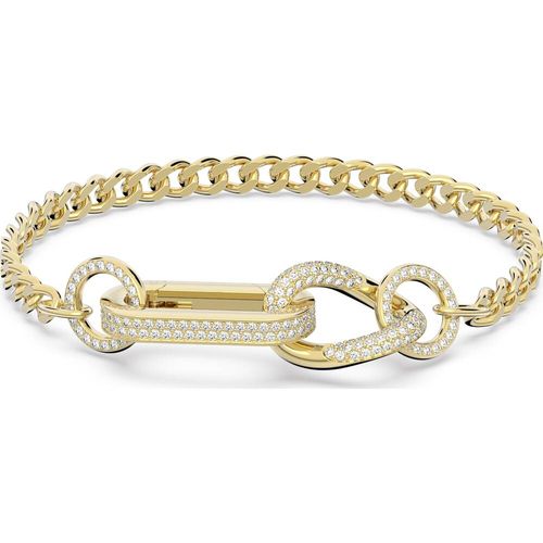 Pulsera Dextera, Pavé, Mezcla de eslabones, Blanca, Baño tono oro