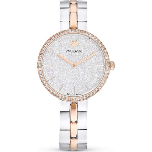 Reloj Cosmopolitan, Fabricado en Suiza, Brazalete de metal, Blanco, Acabado tono oro rosa
