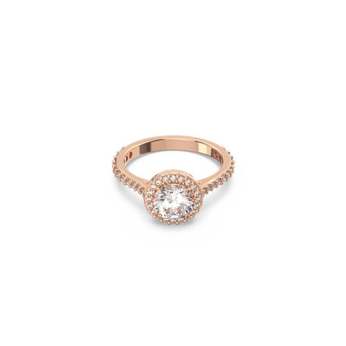 Anillo de cóctel Constella, Talla redonda, Pavé, Blanco, Baño tono oro rosa