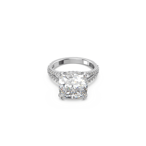 Anillo de cóctel Constella, Talla cuadrada, Pavé, Blanco, Baño de rodio Tamaño único