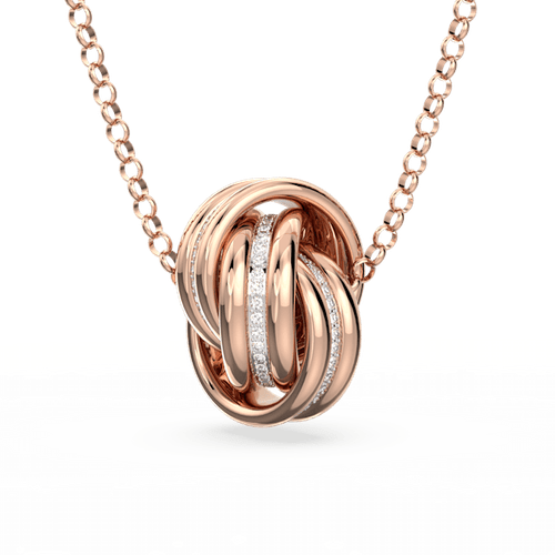 Colgante Further, Círculos entrelazados, Mediano, Blanco, Baño tono oro rosa