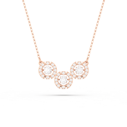 Collar Swarovski Sparkling Dance Trilogy, Talla redonda, Blanco, Baño tono oro rosa