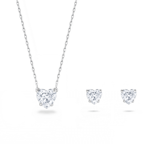 Conjunto Attract, Corazón, Blanco, Baño de rodio