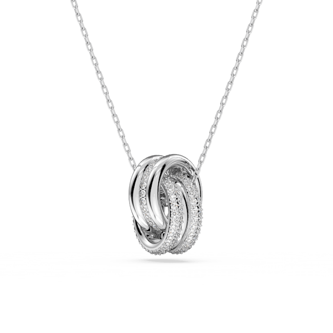 Colgante-Further-Circulos-entrelazados-Pequeño-Blanco-Baño-de-rodio