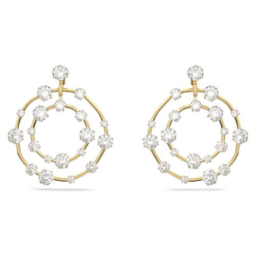 Pendientes de clip Constella, Talla redonda, Blancos, Baño tono oro