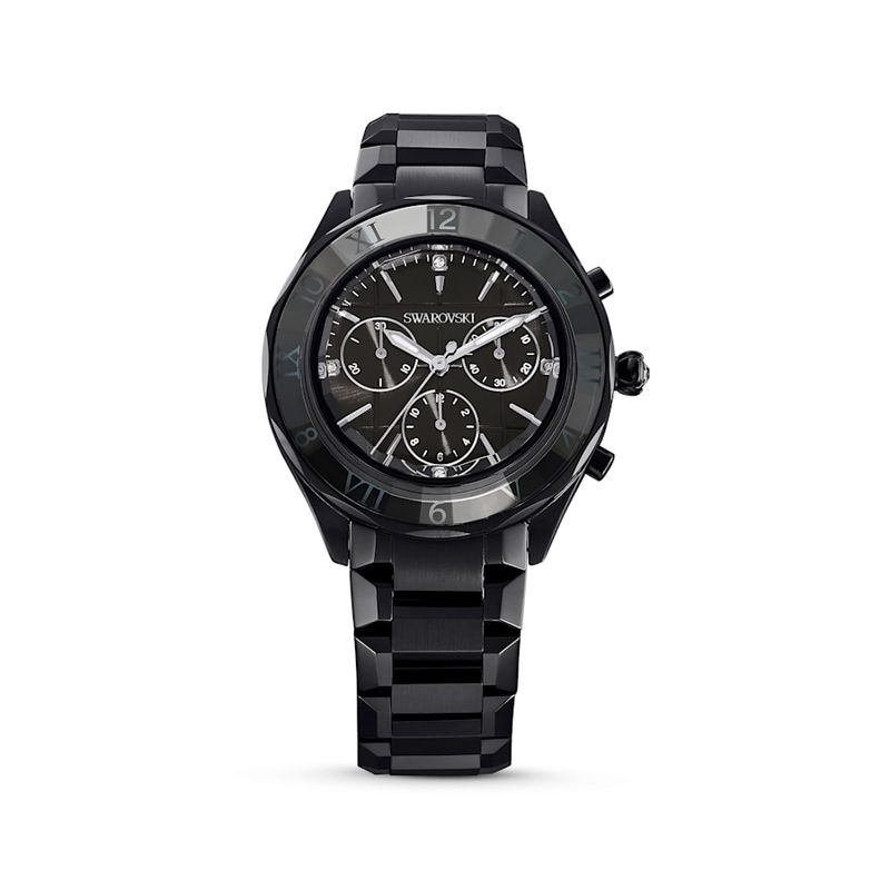 Reloj-Fabricado-en-Suiza-Brazalete-de-metal-Negro-Acabado-negro