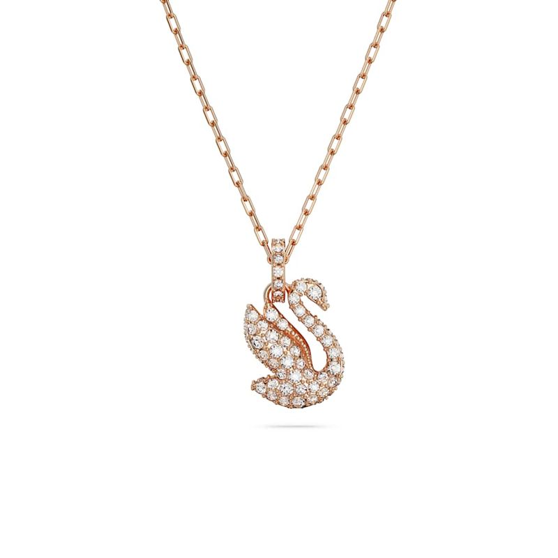 Colgante-Swarovski-Iconic-Swan-Cisne-Pequeño-Blanco-Baño-tono-oro-rosa