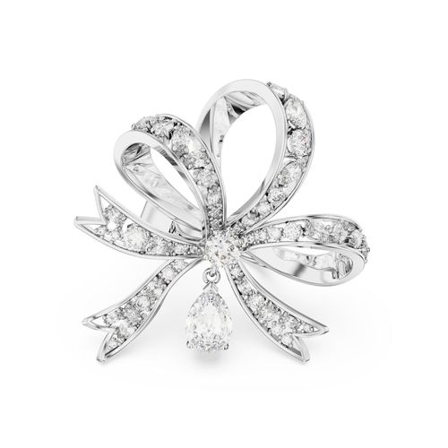 Anillo de cóctel Volta, Lazo, Grande, Blanco, Baño de rodio