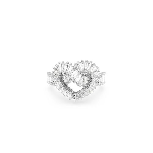 Anillo de cóctel Matrix, Tallas mixtas, Corazón, Blanco, Baño de rodio