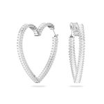 Pendientes-de-aro-Matrix-Corazon-Grandes-Blancos-Baño-de-rodio