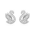 Pendientes-de-boton-Swarovski-Iconic-Swan-Cisne-Blancos-Baño-de-rodio