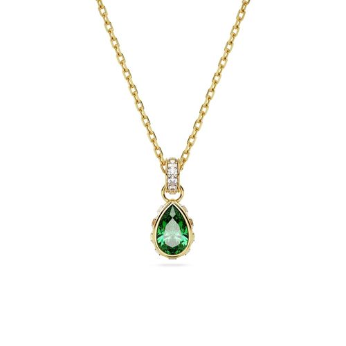 Colgante Stilla, Talla pera, Verde, Baño tono oro