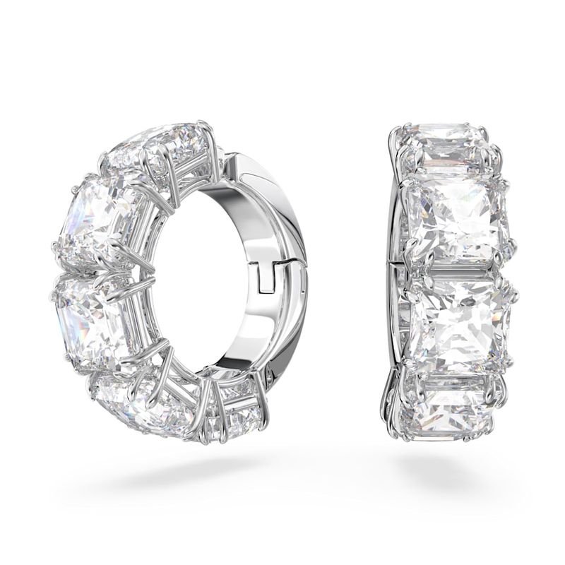 Pendientes-de-clip-Millenia-Talla-cuadrada-Blancos-Baño-de-rodio