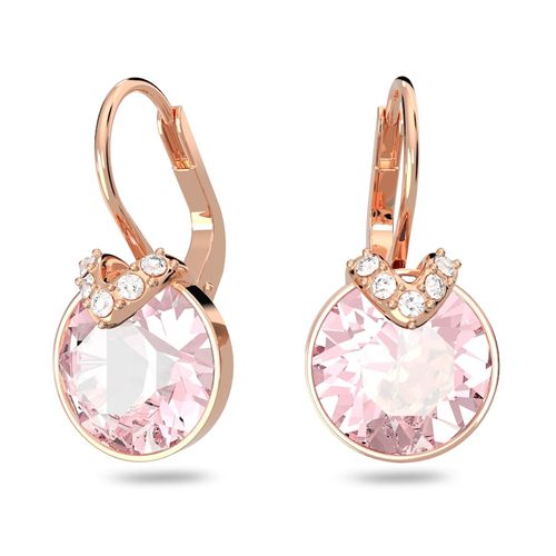 Pendientes Bella V, Talla redonda, Rosas, Baño tono oro rosa
