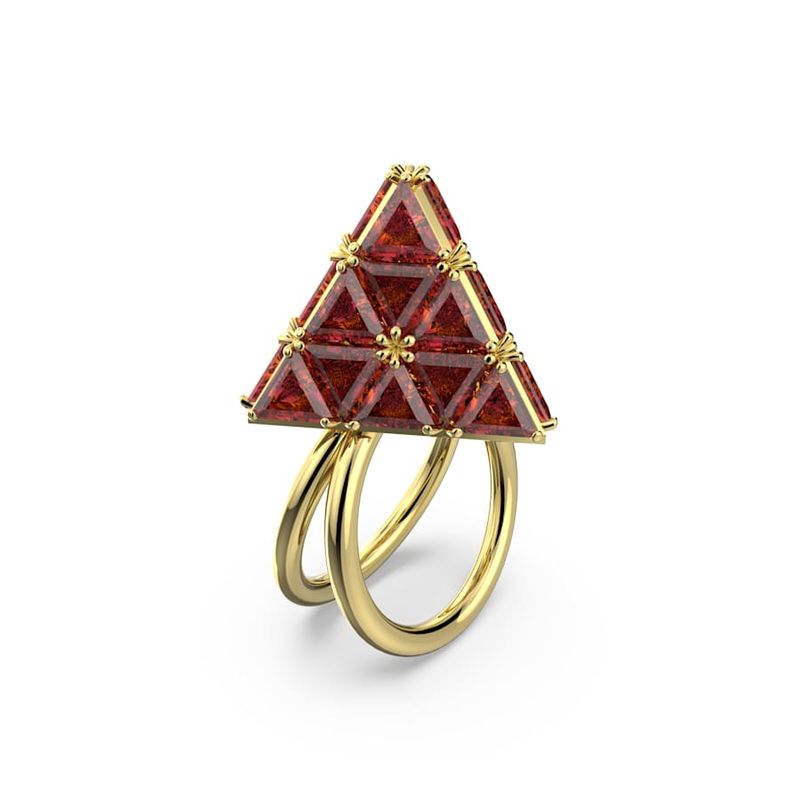 Anillo-de-coctel-Curiosa-Talla-triangular-Rojo-Baño-tono-oro