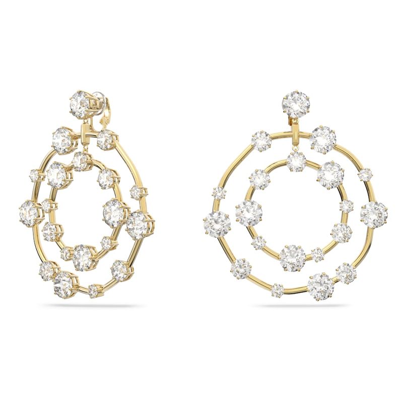 Pendientes-de-clip-Constella-Talla-redonda-Blancos-Baño-tono-oro