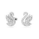 Pendientes-de-boton-Swarovski-Iconic-Swan-Cisne-Blancos-Baño-de-rodio