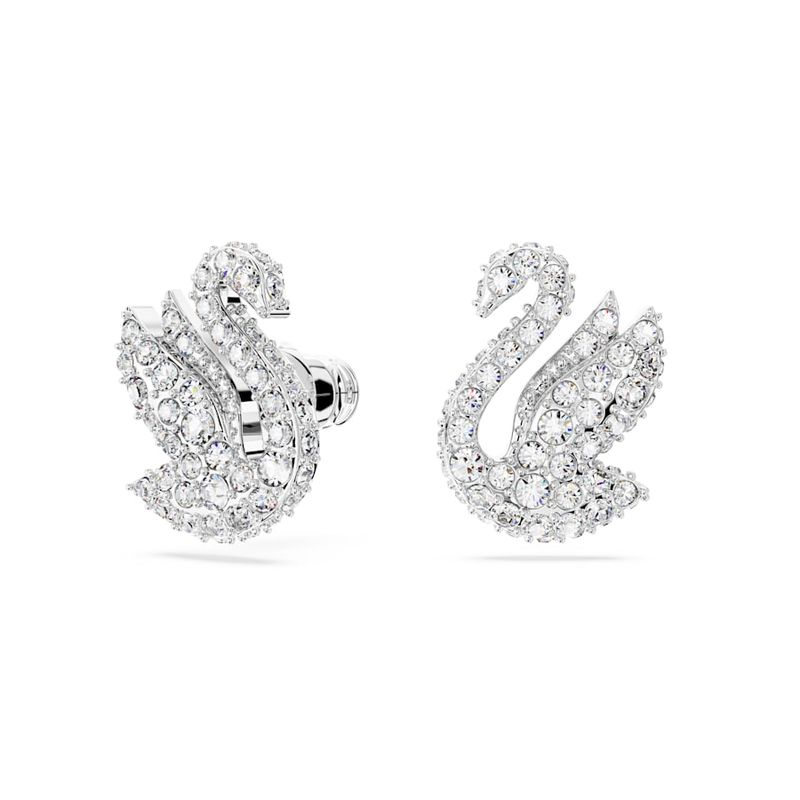 Pendientes-de-boton-Swarovski-Iconic-Swan-Cisne-Blancos-Baño-de-rodio