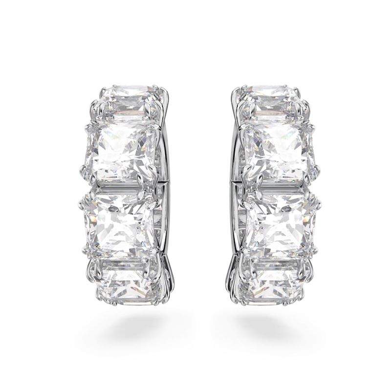 Pendientes-de-clip-Millenia-Talla-cuadrada-Blancos-Baño-de-rodio