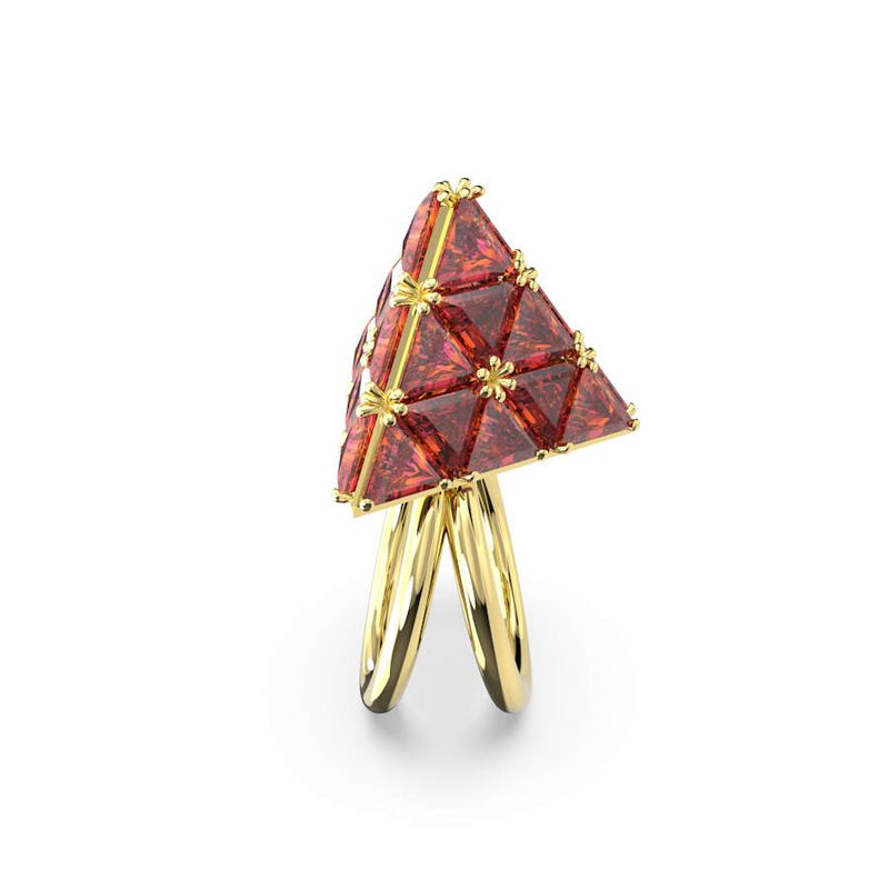 Anillo-de-coctel-Curiosa-Talla-triangular-Rojo-Baño-tono-oro
