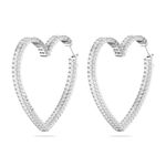 Pendientes-de-aro-Matrix-Corazon-Grandes-Blancos-Baño-de-rodio