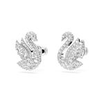 Pendientes-de-boton-Swarovski-Iconic-Swan-Cisne-Blancos-Baño-de-rodio