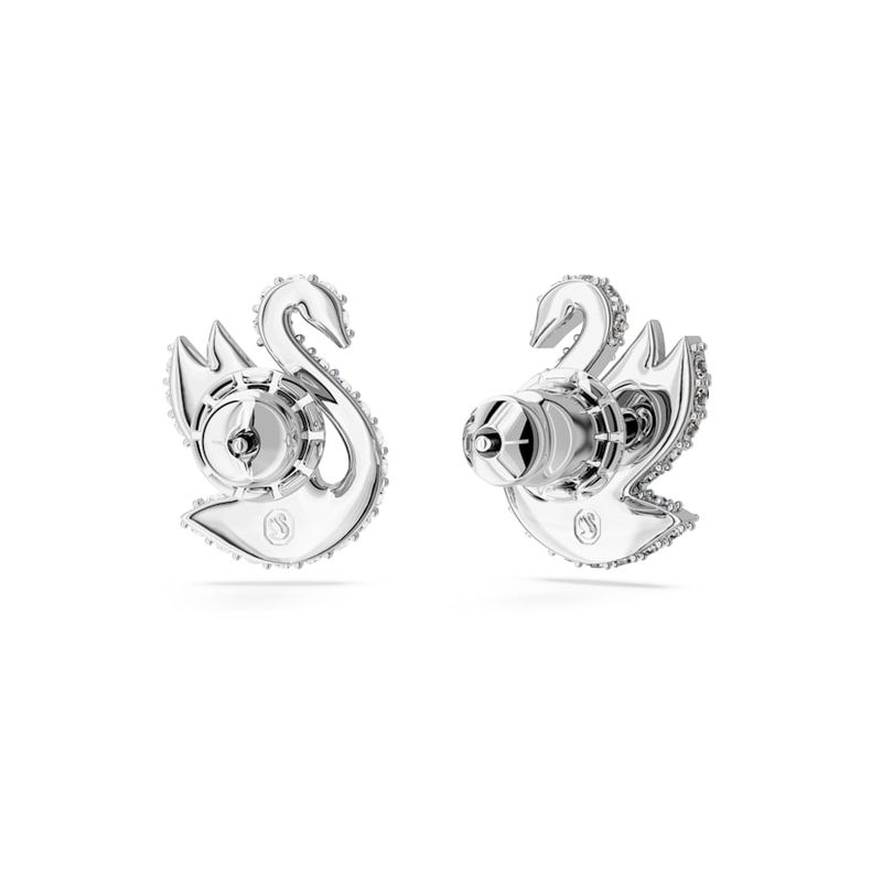 Pendientes-de-boton-Swarovski-Iconic-Swan-Cisne-Blancos-Baño-de-rodio