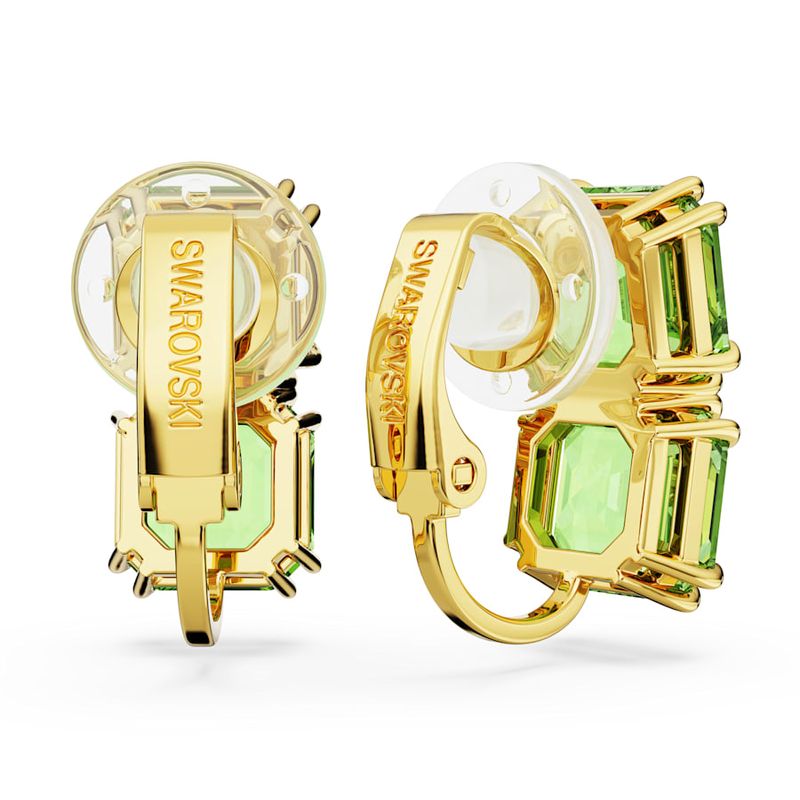 Pendientes-de-clip-Millenia-Talla-cuadrada-Verdes-Baño-tono-oro