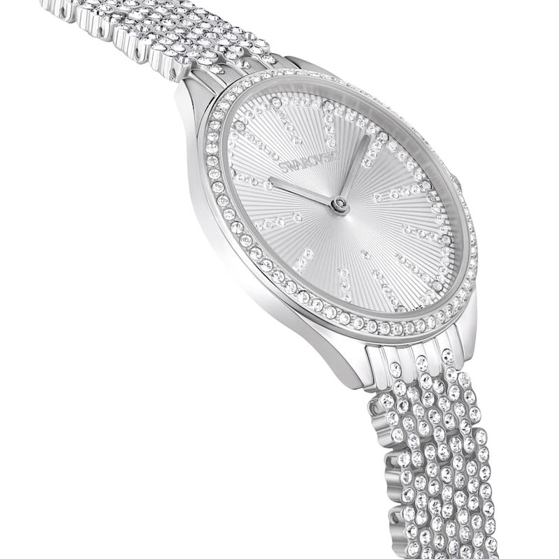 Reloj-Attract-Fabricado-en-Suiza-Recubierto-en-pave-Brazalete-de-metal-Tono-plateado-Acero-inoxidable