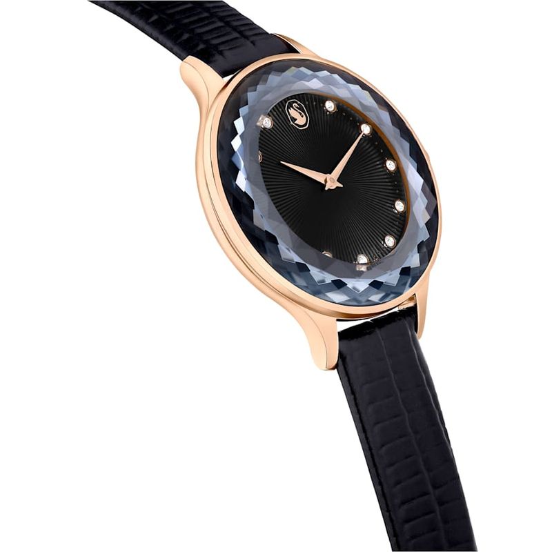 Reloj-Octea-Nova-Fabricado-en-Suiza-Correa-de-piel-Negro-Acabado-tono-oro-rosa