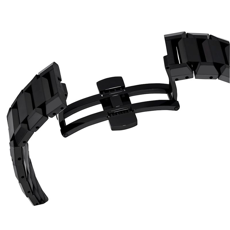 Reloj-Fabricado-en-Suiza-Brazalete-de-metal-Negro-Acabado-negro
