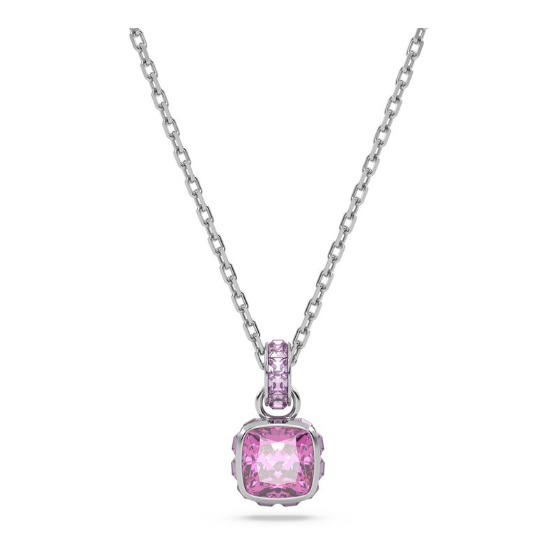 Colgante-Birthstone-Talla-cuadrada-Febrero-Rosa-Baño-de-rodio