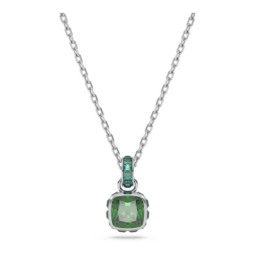 Colgante Birthstone, Talla cuadrada, Mayo, Verde, Baño de rodio