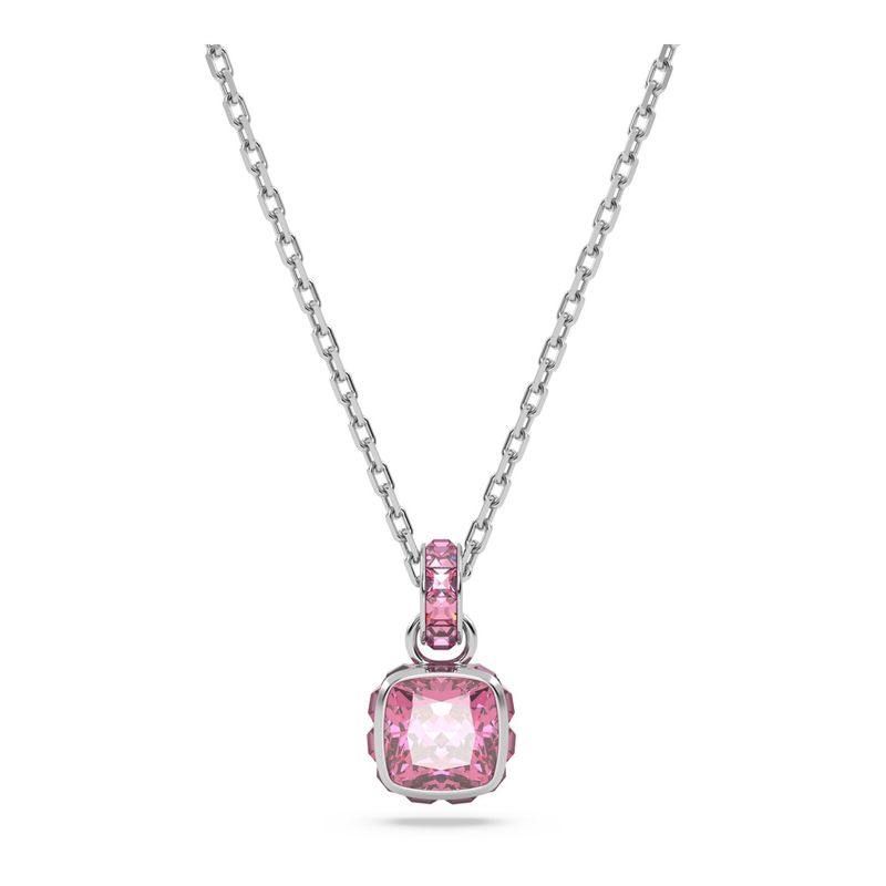 Colgante-Birthstone-Talla-cuadrada-Octubre-Rosa-Baño-de-rodio