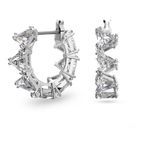 Pendientes-de-aro-Ortyx-Talla-triangular-Pequeños-Blancos-Baño-de-rodio