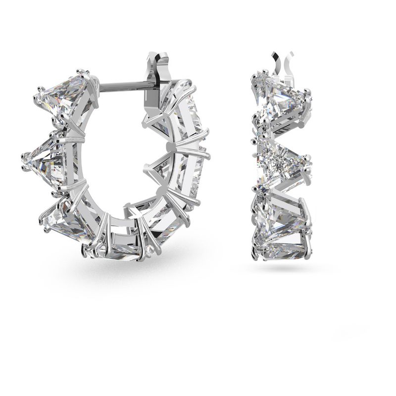 Pendientes-de-aro-Ortyx-Talla-triangular-Pequeños-Blancos-Baño-de-rodio