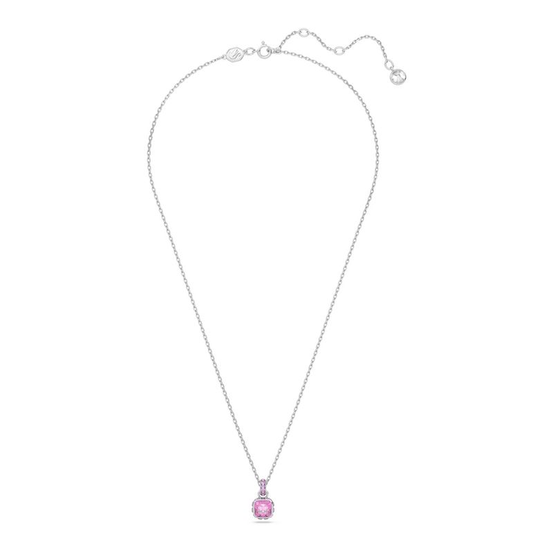Colgante-Birthstone-Talla-cuadrada-Febrero-Rosa-Baño-de-rodio