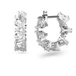 Pendientes-de-aro-Ortyx-Talla-triangular-Pequeños-Blancos-Baño-de-rodio