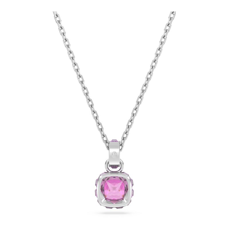 Colgante-Birthstone-Talla-cuadrada-Febrero-Rosa-Baño-de-rodio