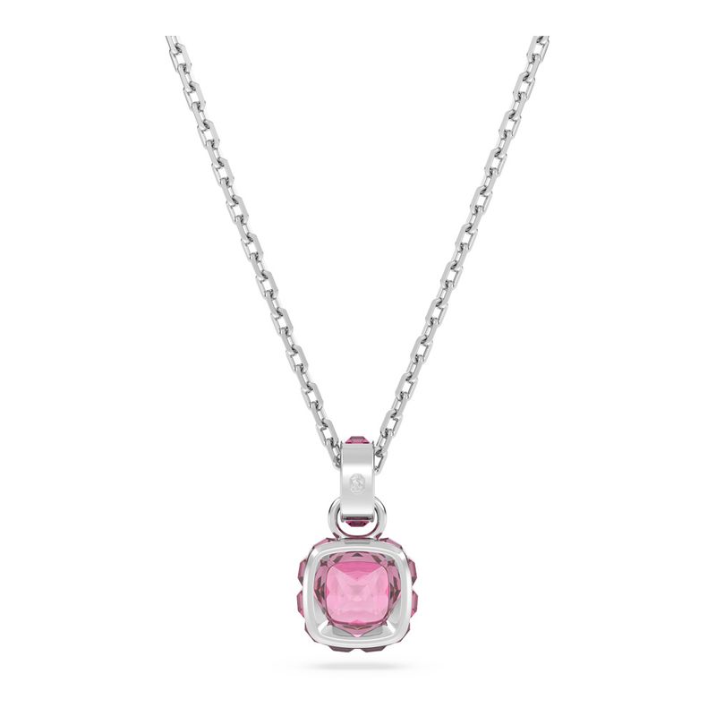 Colgante-Birthstone-Talla-cuadrada-Octubre-Rosa-Baño-de-rodio
